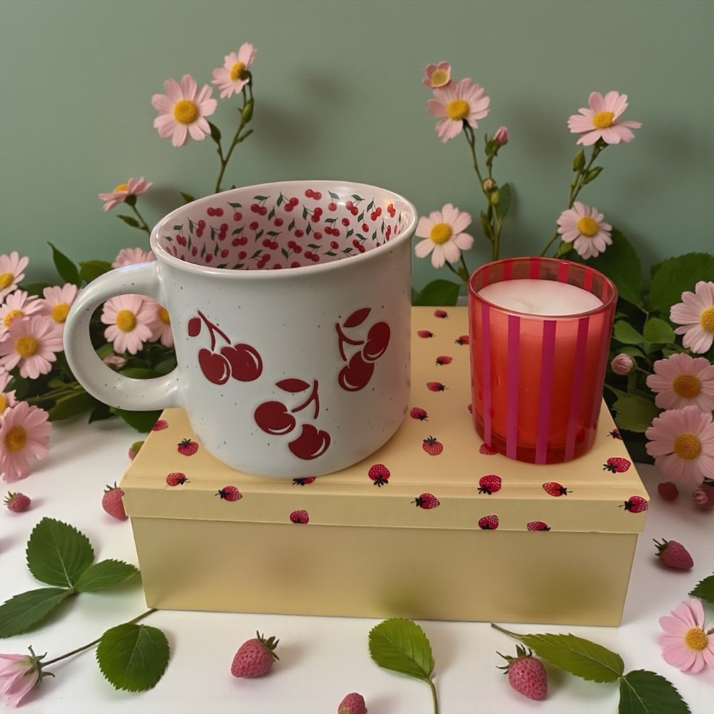 Seeds & Sunshine‎ is Cherry Print Ceramic Mug New - Picture 6 of 9